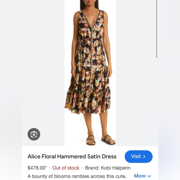 Kobi Halperin Alice Flora Hammered Satin Dress - Picture 2 of 6